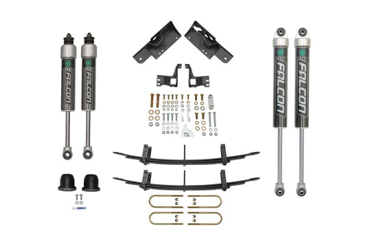 Automotive suspension components set on a white background with 'Falcon' branding.