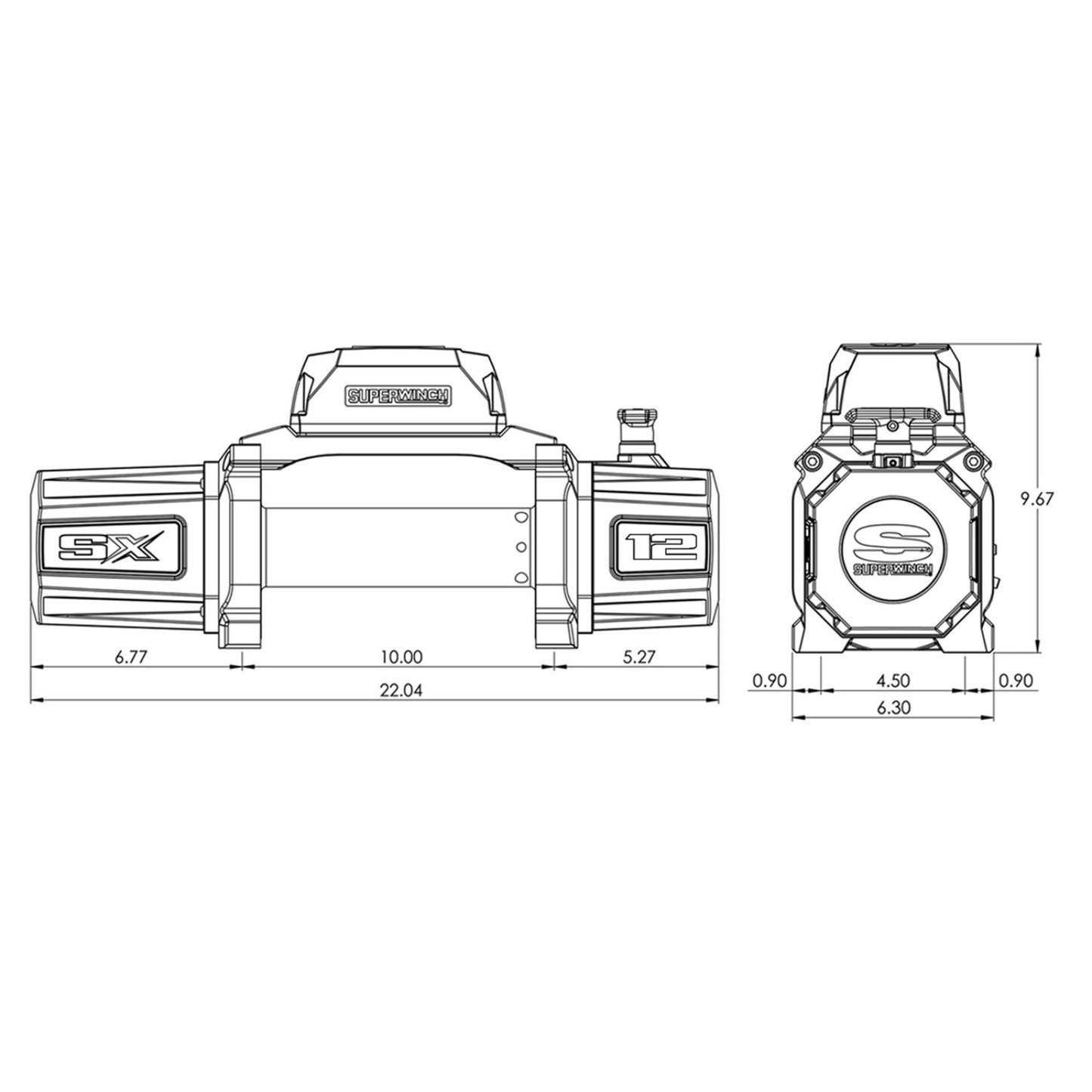 Superwinch SX12SR 12V DC 12,000lb Synthetic Rope Winch Gray