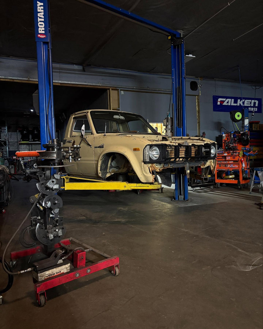 We started with just the cab and bed from Caden's old toyota pickup.